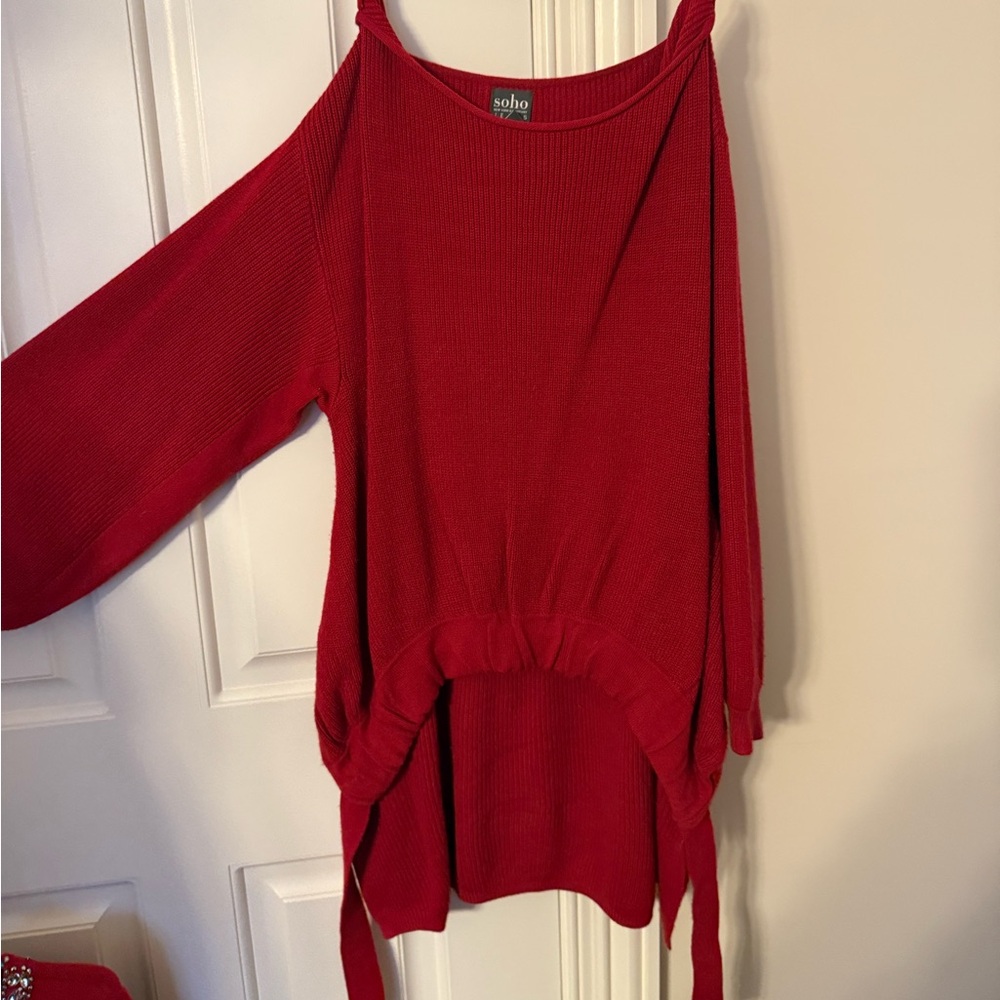 Soho Red High-Low Sweater